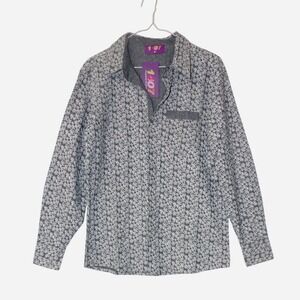 Medium 1407 Mens Floral Print Long Sleeve Button Down Shirt Size M